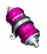 Fuelab 848 In-Line Fuel Filter Standard -6AN In/Out 100 Micron Stainless w/Check Valve - Purple thumbnail 1