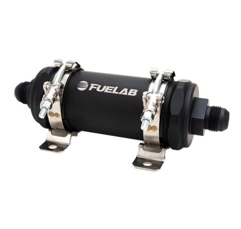 Fuelab PRO Series In-Line Fuel Filter (10gpm) -10AN In/-10AN Out 100 Micron Stainless - Matte Black thumbnail 1