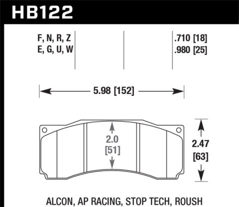 Hawk DTC-80 AP Racing Alcon Race Brake Pads thumbnail 4