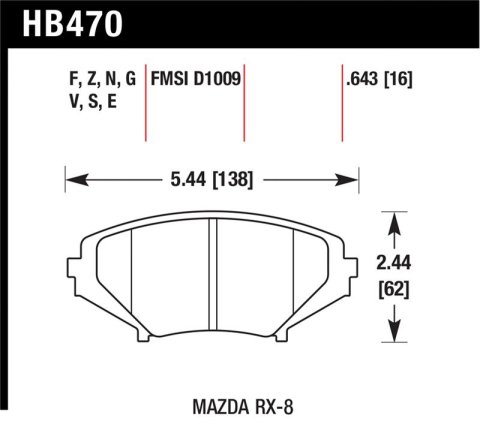 Hawk 04-09 RX8 HPS Street Front Brake Pads (D1009) thumbnail 1