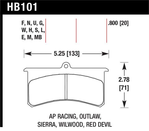 Hawk Wilwood SL AP Racing Outlaw .8 Inch Super-lite DTC-30 Brake Pad Set