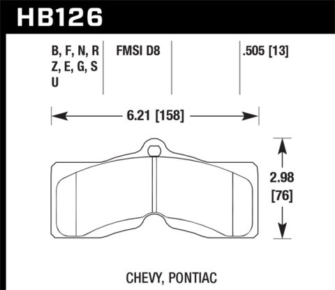 Hawk 78-82 Chevy Corvette HT-10 Performance Front Brake Pads thumbnail 7