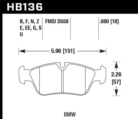 Hawk 01-06 BMW 325CI L6-2.5L DTC-70 Race Front Brake Pads thumbnail 5