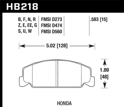 Hawk 88-89 Civic Si / 92-00 Civic CX / 88-00 DX / 98-00 GX HPS Street Front Brake Pads thumbnail 6