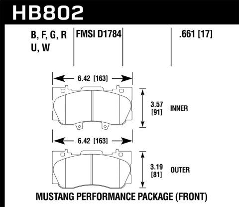 Hawk 15-17 Ford Mustang GT DTC-60 Race Front Brake Pads thumbnail 5