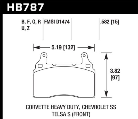 Hawk 15-17 Chevy Corvette Z06 HPS 5.0 Front Brake Pads thumbnail 5