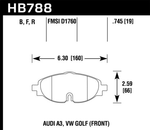 Hawk 15-17 VW Golf / Audi A3/A3 Quattro Front High Performance 5.0 Brake Pads thumbnail 7