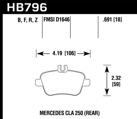 Hawk 14-17 Mercedes-Benz CLA 250 HPS 5.0 Rear Brake Pads thumbnail 3