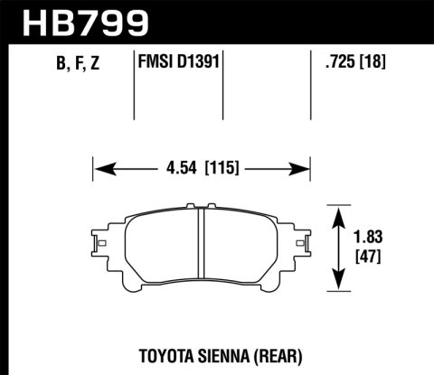 Hawk 14-16 Toyota Highlander HPS 5.0 Rear Brake Pads thumbnail 4