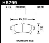 Hawk 14-16 Toyota Highlander Performance Ceramic Street Rear Brake Pads thumbnail 3