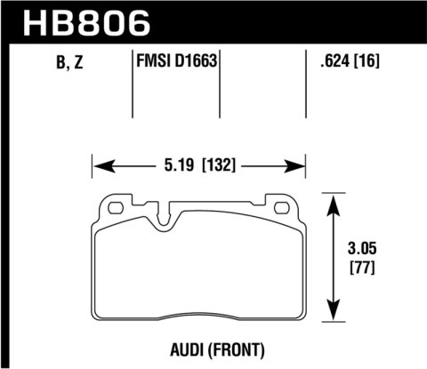 Hawk 16-17 Audi A6 HPS 5.0 Front Brake Pads thumbnail 5