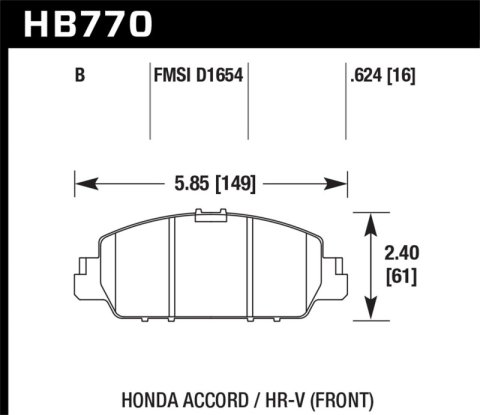 Hawk 13-17 Honda Accord HPS 5.0 Front Brake Pads thumbnail 4