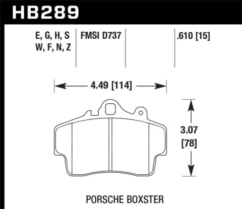 Hawk 97-08 Porsche Boxster DTC-60 Compound Front Brake Pads thumbnail 5