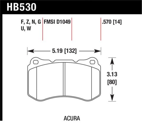 Hawk 07-08 Acura TL Type S Performance Ceramic Street Front Brake Pads thumbnail 1