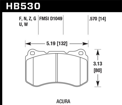 Hawk 07-08 Acura TL Type S Performance Ceramic Street Front Brake Pads thumbnail 4