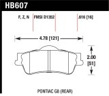 Hawk 08-09 Pontiac G8 3.6 Base/6.0 Performance Ceramic Street Rear Brake Pads thumbnail 1