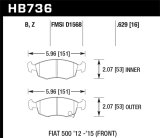 Hawk 12-16 Fiat 500 Performance Ceramic Street Front Brake Pads thumbnail 4