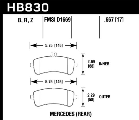 Hawk 13-16 Mercedes-Benz SL63 AMG/SL65 AMG Perfromance Ceramic Street Rear Brake Pads thumbnail 3