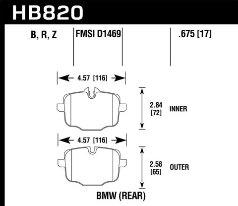 Hawk 12-17 BMW M6 / 14-17 BMW M6 Gran Coupe / 13-16 BMW M5 Performance Ceramic Rear Brake Pads thumbnail 5