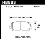 Hawk 12-15 Honda Pilot Performance Ceramic Street Rear Brake Pads thumbnail 6