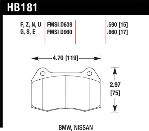 Hawk 94-97 BMW 840CI/850CI HPS Front Street Brake Pads thumbnail 1