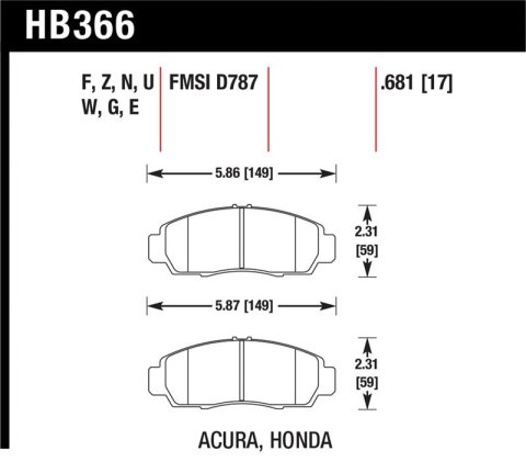 Hawk 04+ Accord TSX / 99-08 TL / 01-03 CL / 08+ Honda Accord EX HPS Street Front Brake Pads thumbnail 1