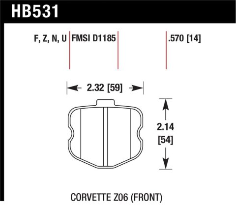 Hawk 06-10 Chevy Corvette (OEM Pad Design) Front HP+ Sreet Brake Pads thumbnail 1