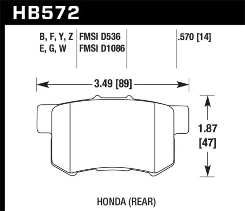 Hawk 02-04 Honda Civic Si / 99-08 Acura TL DTC-60 Race Rear Brake Pads thumbnail 7