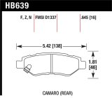 Hawk 10-15 Chevrolet Camaro 3.6L / 08-14 Cadillac CTS (w/JE5/J55 Brakes) DTC-60 Race Rear Brake Pads thumbnail 1