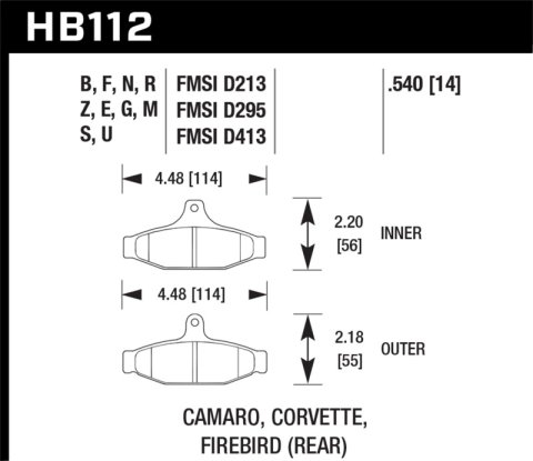 Hawk 85-97 Chevrolet Camaro w/Rear Disc Brakes/84-96 Chevrolet Corvette DTC-70 Race Rear Brake Pads thumbnail 8