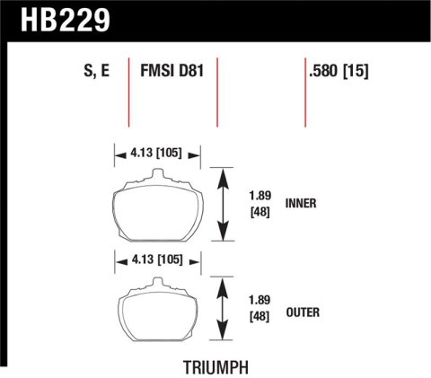 Hawk 70-73 Triumph Stag / 80-82 Triumph TR8 HT-10 Race Front Brake Pads thumbnail 1