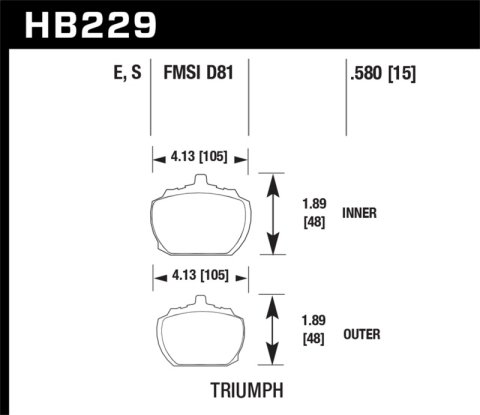 Hawk 70-73 Triumph Stag / 80-82 Triumph TR8 HT-10 Race Front Brake Pads thumbnail 6