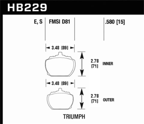 Hawk 70-73 Triumph Stag / 80-82 Triumph TR8 HT-10 Race Front Brake Pads thumbnail 7
