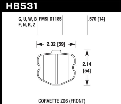 Hawk 06-10 Chevy Corvette (OEM Pad Design) Front Ceramic Street Brake Pads thumbnail 6
