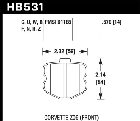 Hawk 06-10 Chevy Corvette (OEM Pad Design) Front Ceramic Street Brake Pads thumbnail 7