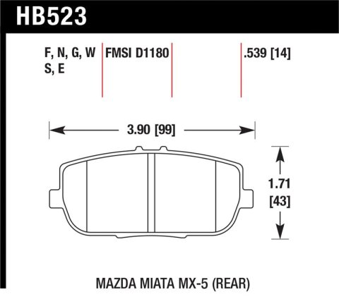 Hawk 06-10 Mazda Miata Mx-5 Base Blue 9012 Race Rear Brake Pads