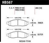 Hawk 04-06 Infiniti QX56 / 05-06 Armada / 04 Pathfinder / 04-07 Titan LTS Street Front Brake Pads thumbnail 1