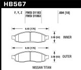 Hawk 04-06 Infiniti QX56 / 05-06 Armada / 04 Pathfinder / 04-07 Titan LTS Street Front Brake Pads thumbnail 9