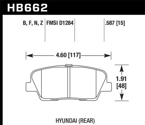 Hawk 10 Hyundai Genesis Coupe (w/o Brembo Breaks) HPS Street 15mm Rear Brake Pads thumbnail 5