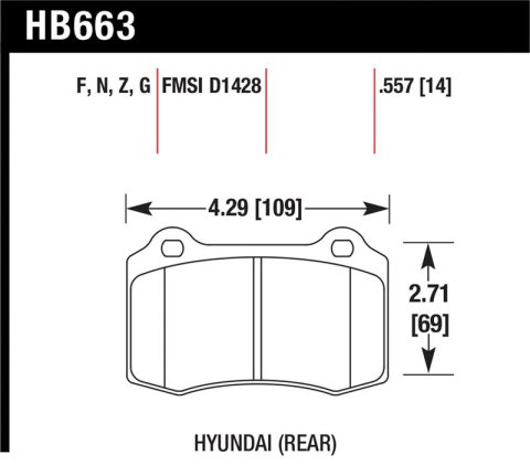 Hawk 10 Hyundai Genesis Coupe (Track w/ Brembo Breaks) Performance Ceramic Street 14mm Rear Brake Pa thumbnail 1