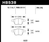 Hawk 09 Audi A4 Cabriolet / 05-07 A4 / 05-09 A4 Quattro / 06-09 A6 / 08 VW R32 HPS Front Brake Pads thumbnail 6