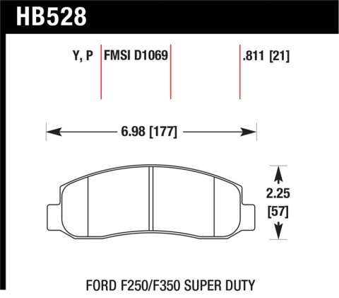 Hawk 05-11 Ford F250/F350 / 2011 Ford F550 Super Duty Street Front Brake Pads thumbnail 1