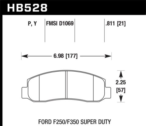 Hawk 05-11 Ford F250/F350 / 2011 Ford F550 Super Duty Street Front Brake Pads thumbnail 6