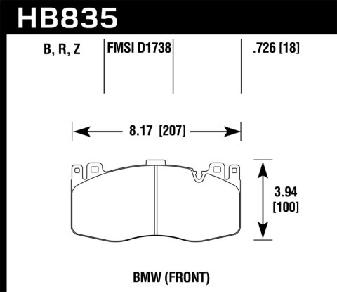 Hawk 13-16 BMW 5 Series HPS 5.0 Front Brake Pads thumbnail 7
