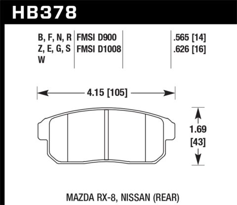 Hawk 03-07 RX8 Blue 9012 Race Rear Brake Pads D1008 thumbnail 8