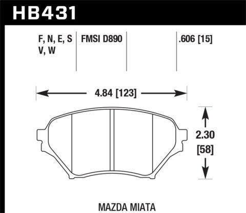 Hawk 01-05 Miata w/ Sport Suspension HPS Street Front Brake Pads D890 thumbnail 4