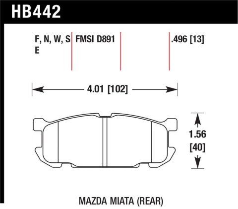 Hawk 01-02 Miata w/ Sport Suspension HP+ Street Rear Brake Pads (D891) thumbnail 1