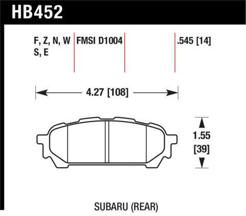 Hawk 03-05 WRX D1004 HPS Street Rear Brake Pads thumbnail 1