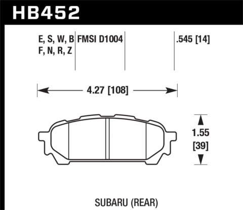 Hawk 03-05 WRX D1004 HPS Street Rear Brake Pads thumbnail 8
