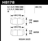 Hawk 06-07 WRX / 89-96 Nissan 300ZX / 89-93 Skyline GT-R HP+ Street Front Brake Pads thumbnail 4